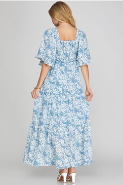 Baby Blue Floral Maxi Dress