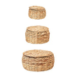 Water Hyacinth Baskets with Lids (Set of 3)