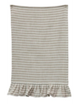 Cotton Striped Tea Towel with Ruffle