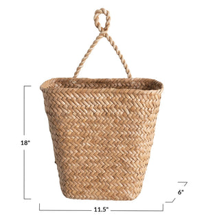 Hand-Woven Seagrass Wall Basket with Handle