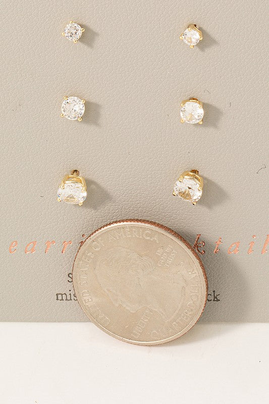 Rhinestone Stud Earrings Set