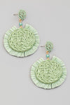 Raffia Fan Disc Drop Earrings