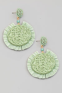 Raffia Fan Disc Drop Earrings