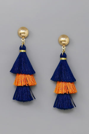 Game Day Layered Tassel Drop Earrings