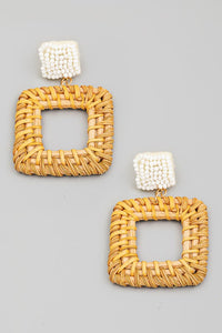 Square Rattan Cutout Drop Earrings