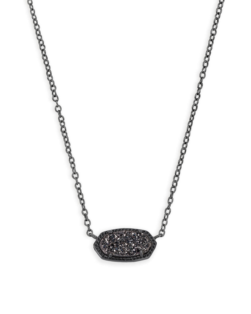 Elisa Short Pendant Necklace Gunmetal Black Drusy