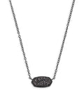 Elisa Short Pendant Necklace Gunmetal Black Drusy