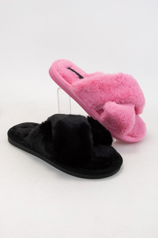 Fluffy Upper Cross Slippers