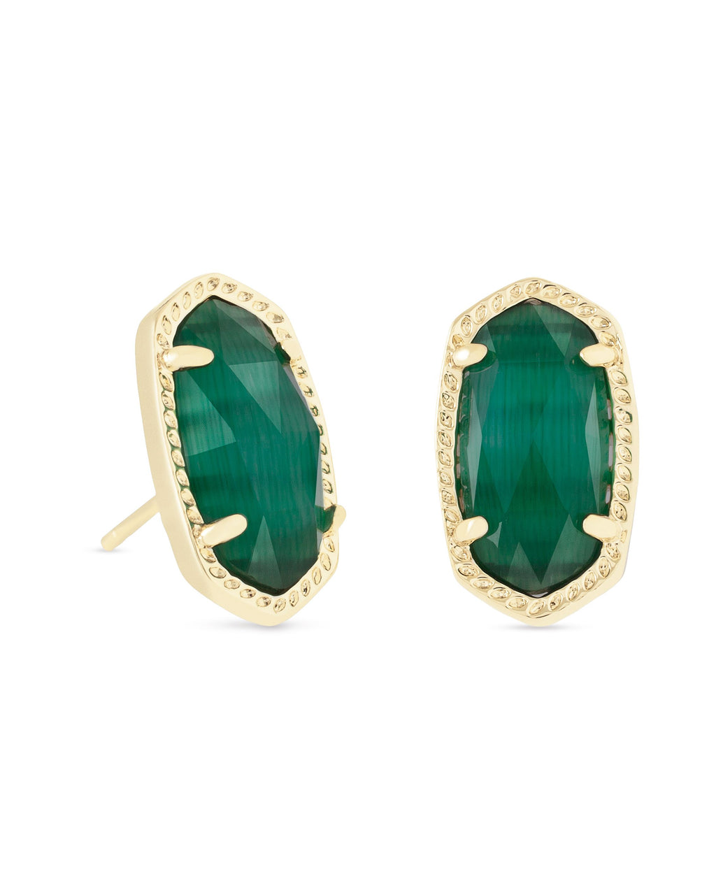 Ellie Stud Earring Gold Emerald Cats Eye