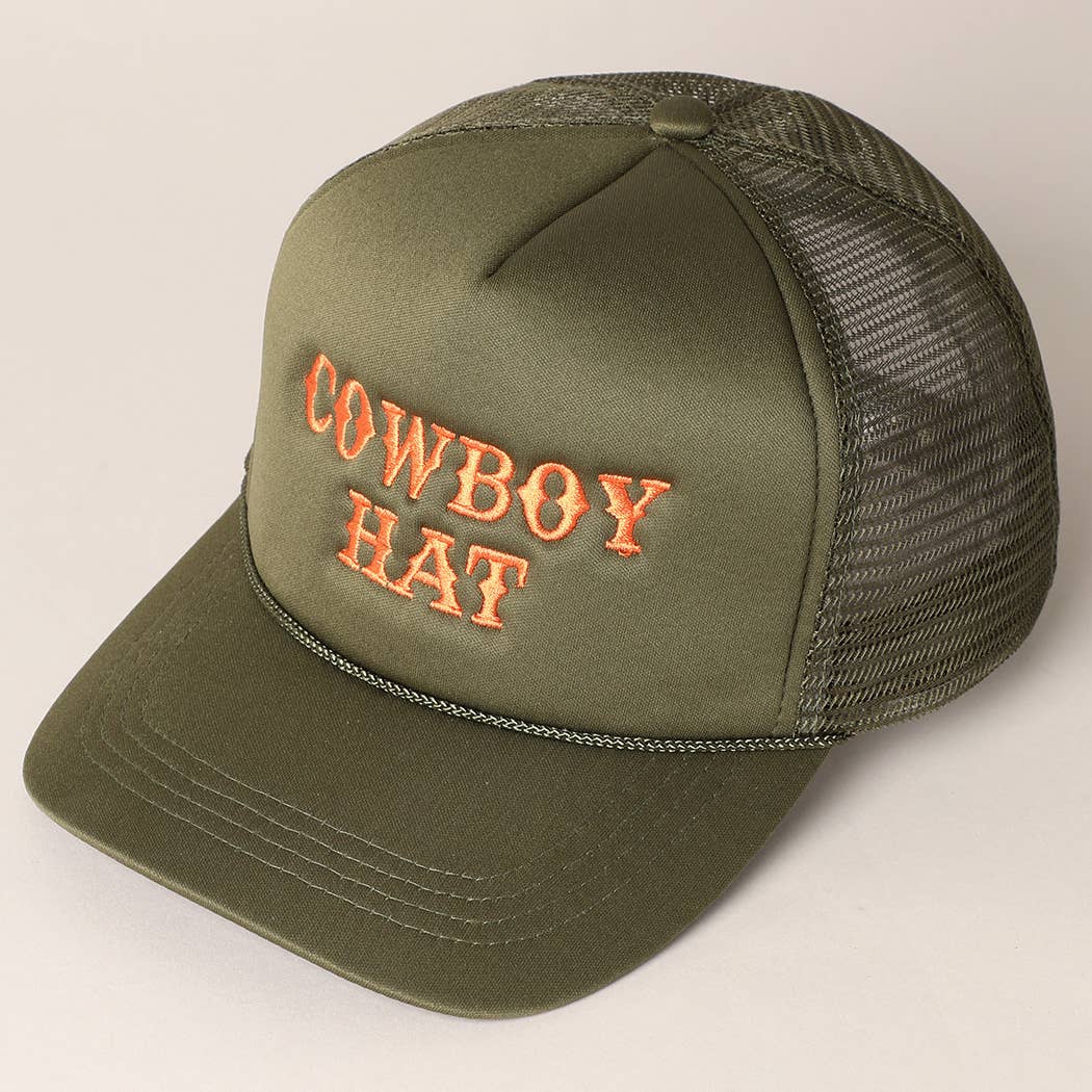 Cowboy Hat Embroidered Mesh Back Trucker Cap