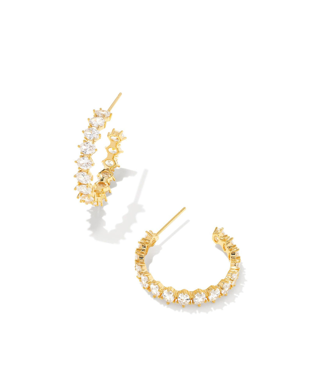 Cailin White Crystal Hoop Earrings Gold