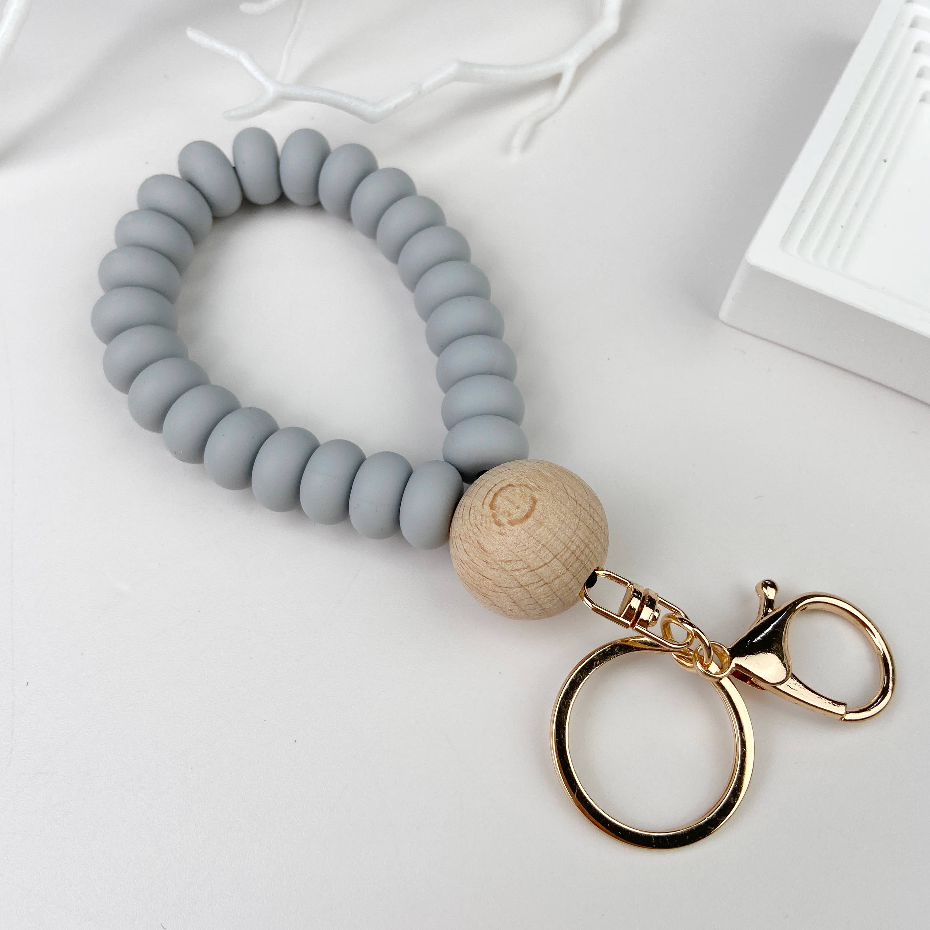 Silicone Beaded Bracelet Keychain