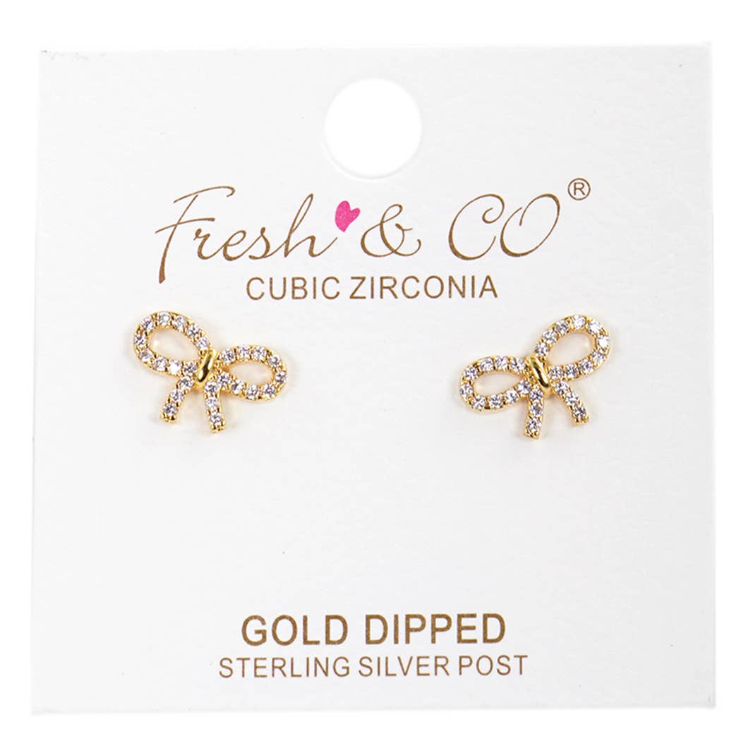 Bow CZ Stud Earrings