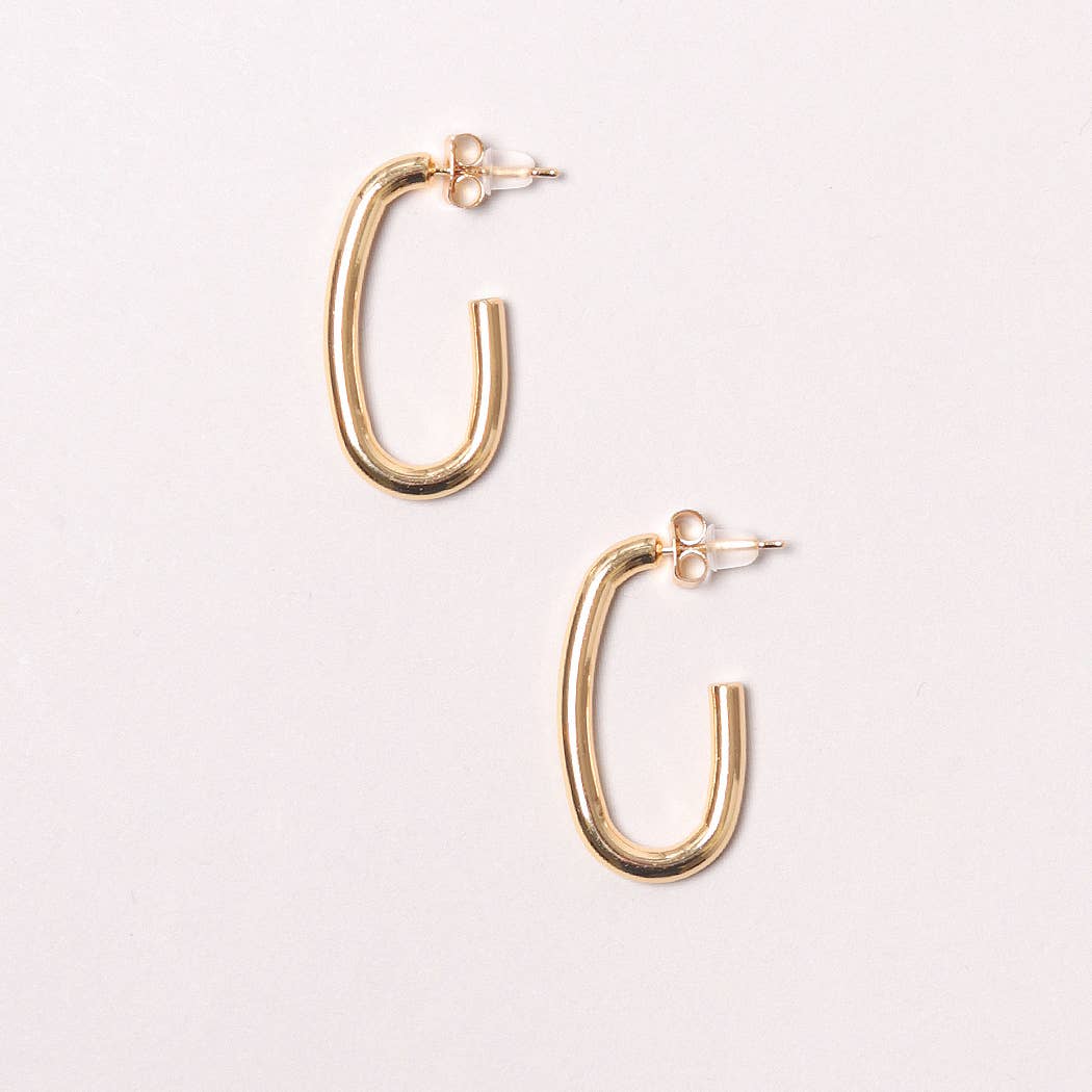 Long Oval Half Hoop Earrings