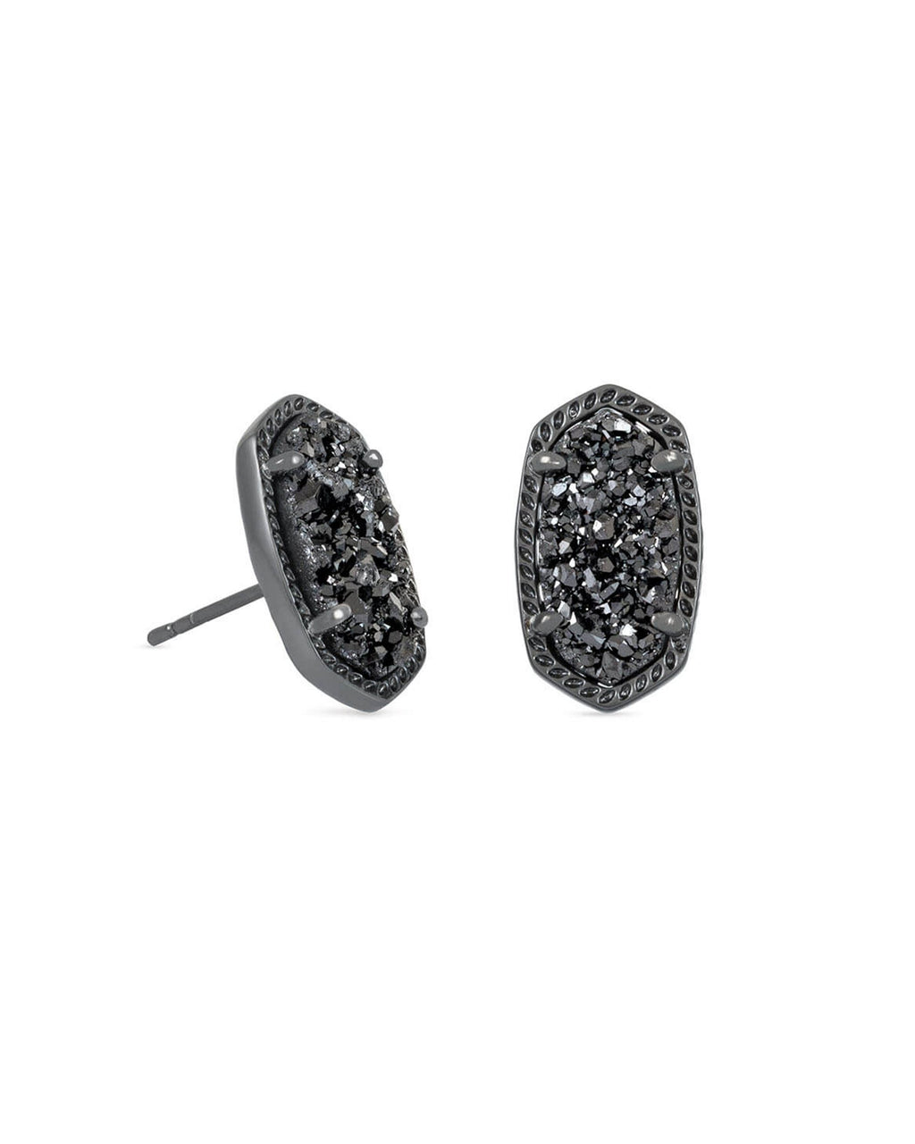 Ellie Stud Earrings Gunmetal Black Drusy