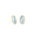 Ellie Stud Earrings Gold Light Blue Illusion