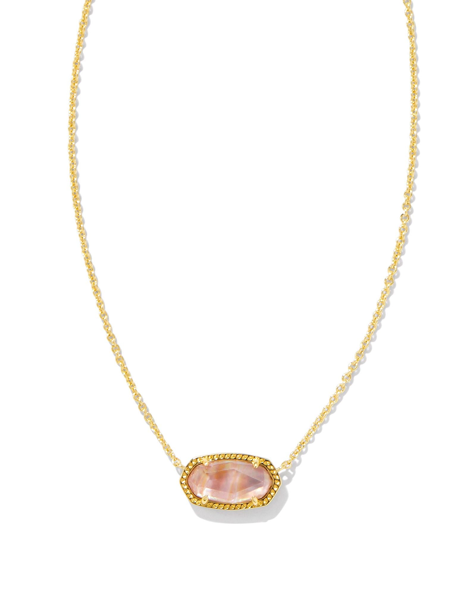 Elisa Pendant Necklace Gold Light Pink Iridescent Abalone