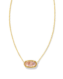 Elisa Pendant Necklace Gold Light Pink Iridescent Abalone