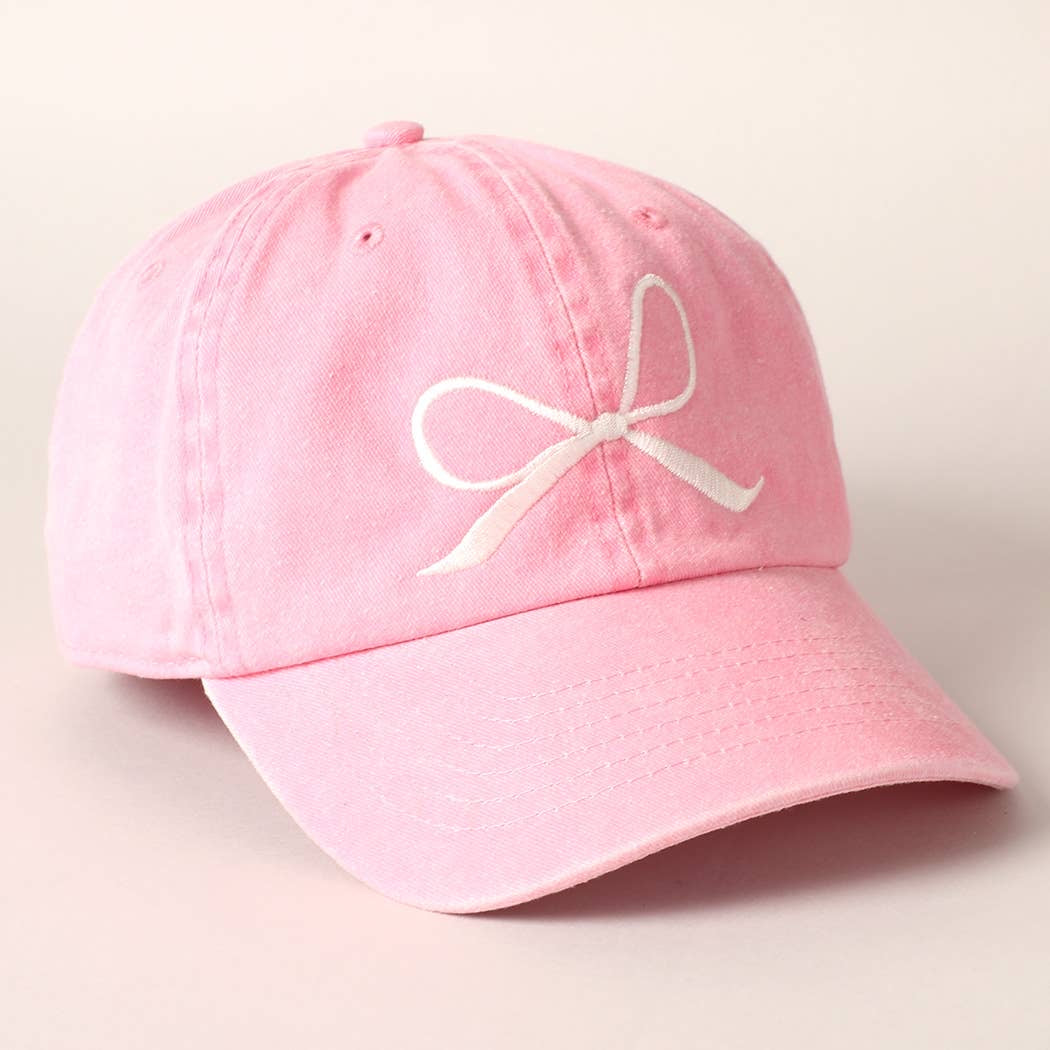 Trendy Bow Embroidered Denim Baseball Cap