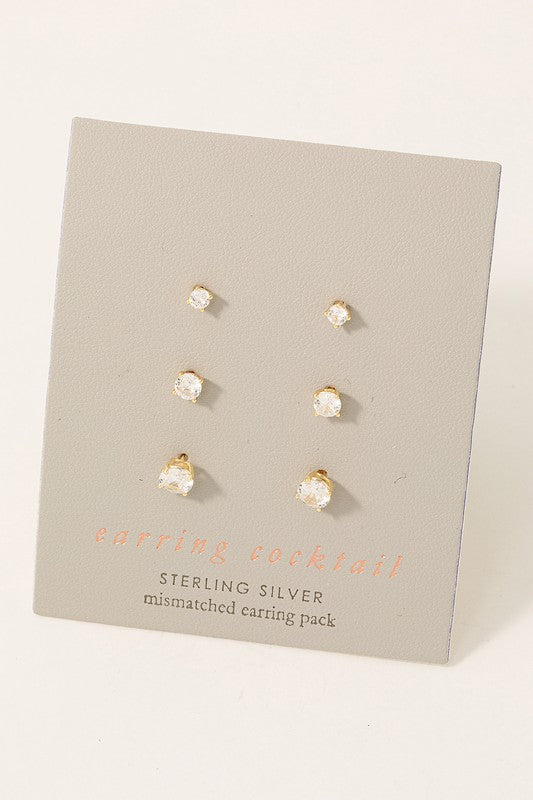 Rhinestone Stud Earrings Set