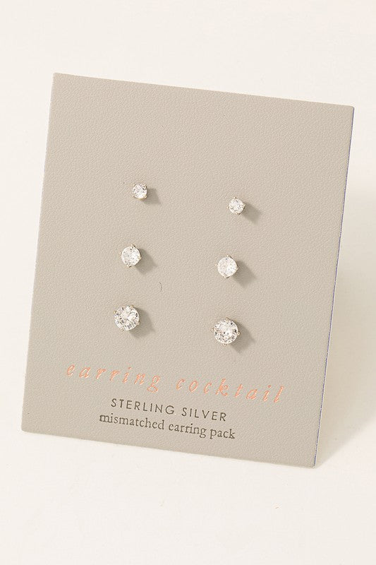 Rhinestone Stud Earrings Set