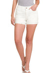 Distressed White Jean Shorts