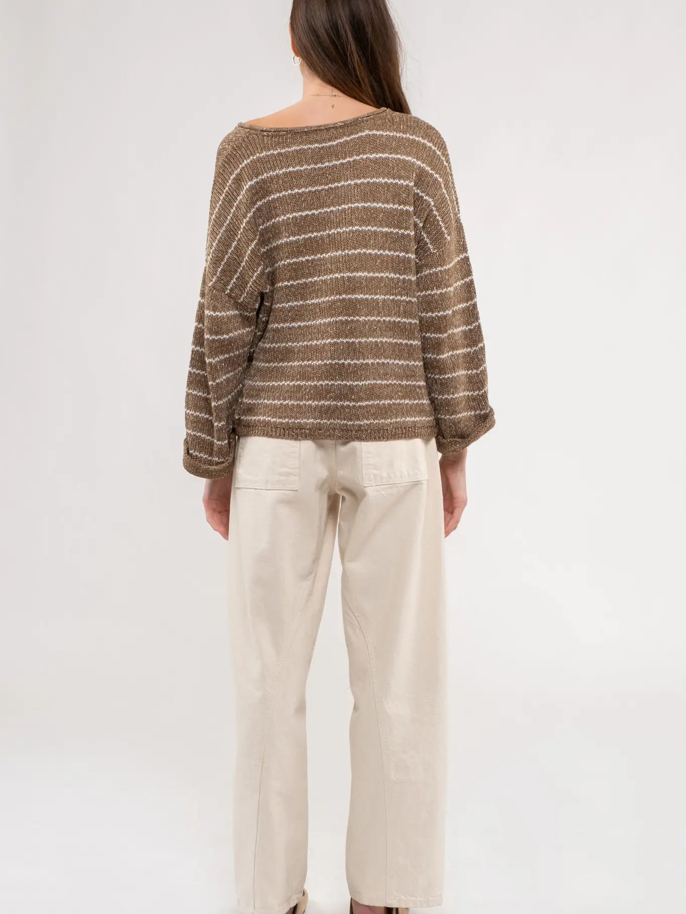 Brown Striped Knit Sweater