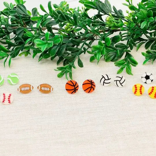 Glitter Acrylic Sports Stud Earrings