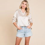 Ivory Satin Blouse