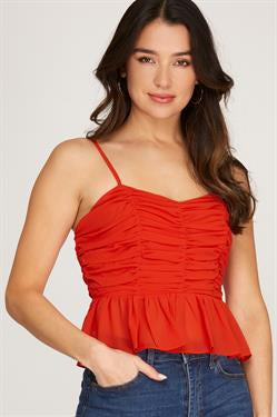 Red Peplum Cami