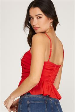 Red Peplum Cami