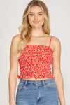 Red Floral Smocked Cami