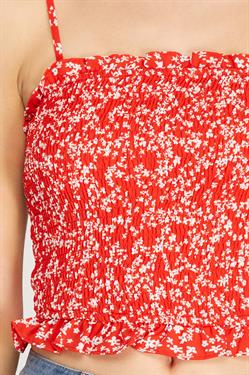 Red Floral Smocked Cami