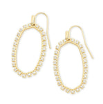 Elle Open Frame Earrings Gold Metal White CZ