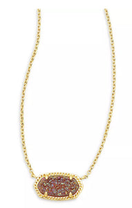 Elisa Short Pendant Necklace Gold Spice Drusy