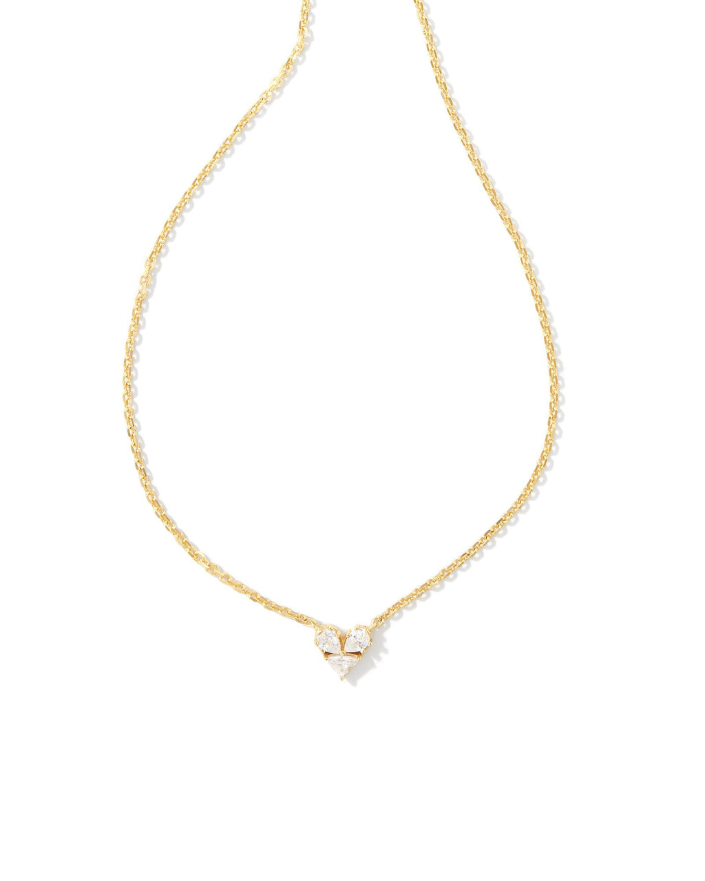 Katy Heart Pendant Gold Metal White Crystal