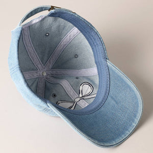 Trendy Bow Embroidered Denim Baseball Cap