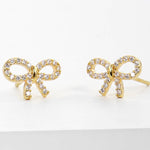 Bow CZ Stud Earrings