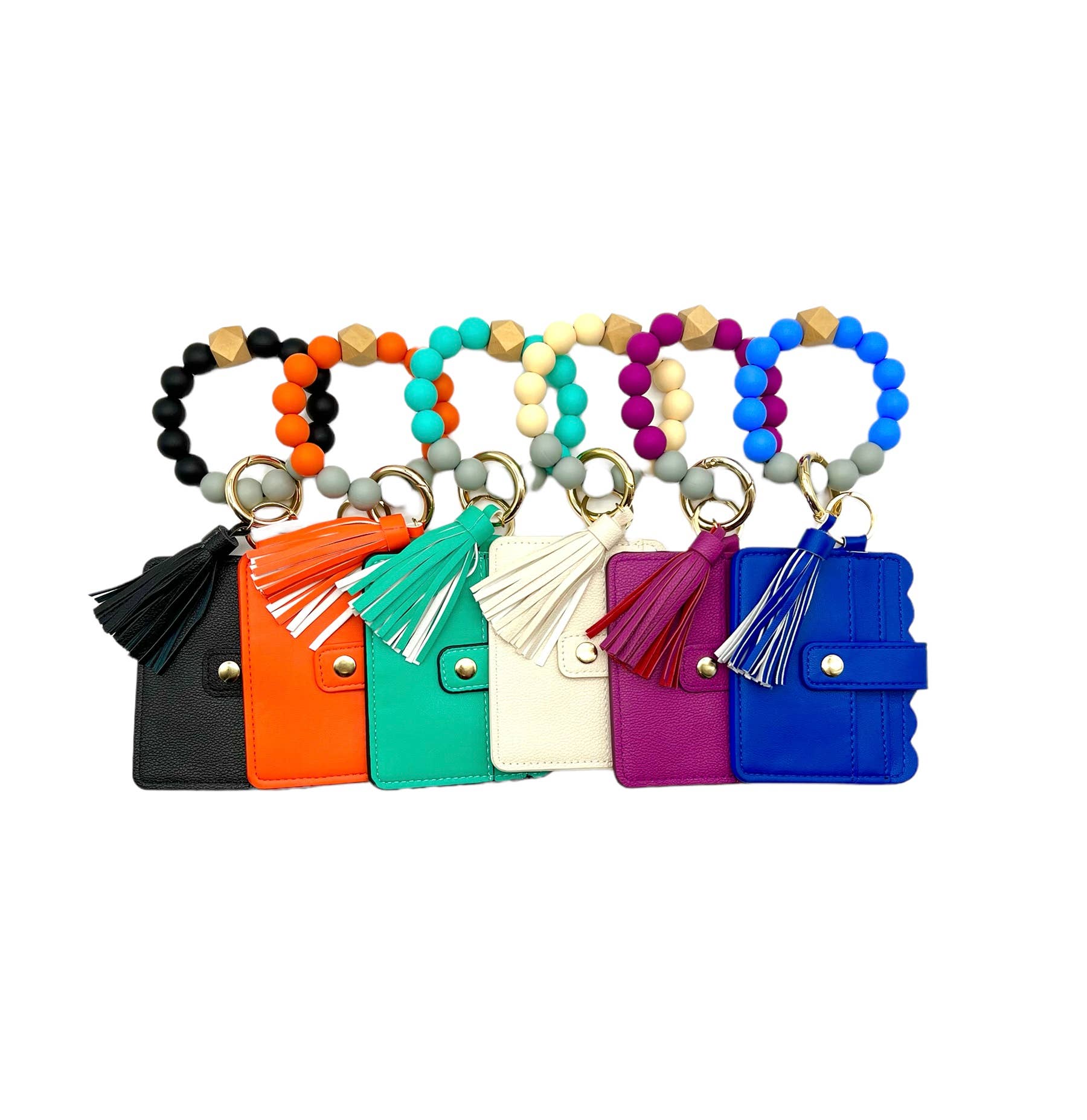 Wallet Wristlet Silicone Bead Tassel Keychains