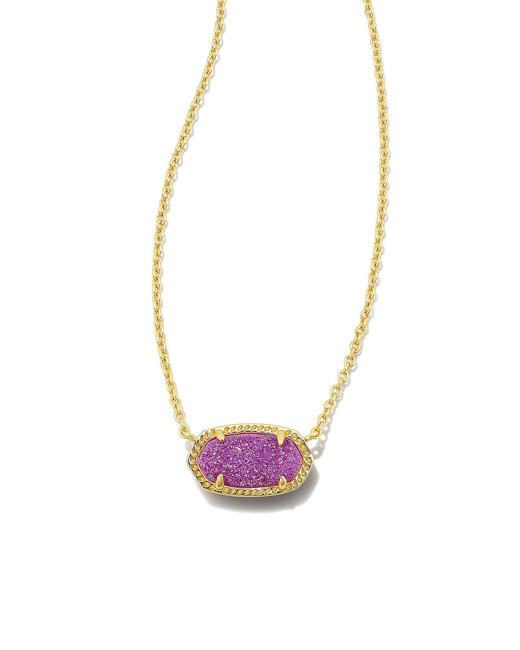 Elisa Short Pendant Necklace Gold Mulberry Drusy