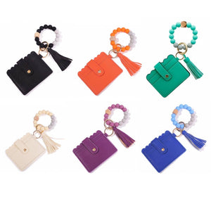 Wallet Wristlet Silicone Bead Tassel Keychains