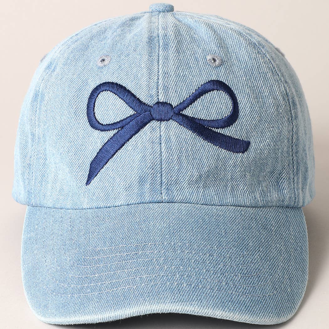 Trendy Bow Embroidered Denim Baseball Cap