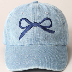 Trendy Bow Embroidered Denim Baseball Cap