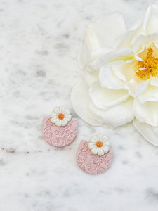 Floral Imprint Clay Earrings