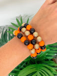 Halloween Gold & Color Bead Bracelet Stack