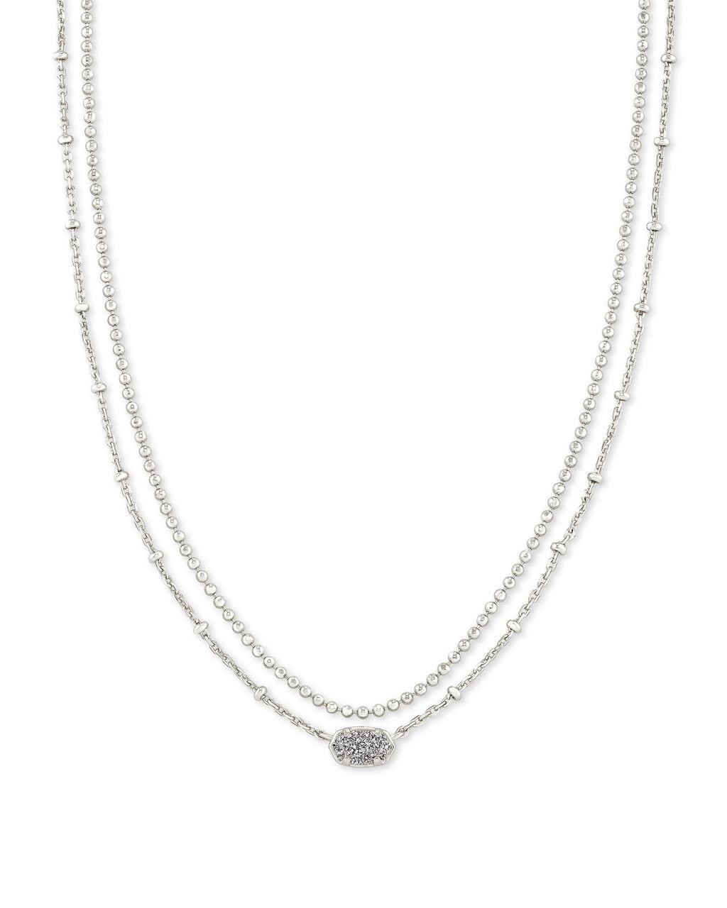 Emilie Multi Strand Necklace Rhodium Platinum Drusy