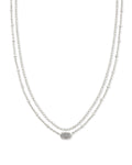 Emilie Multi Strand Necklace Rhodium Platinum Drusy