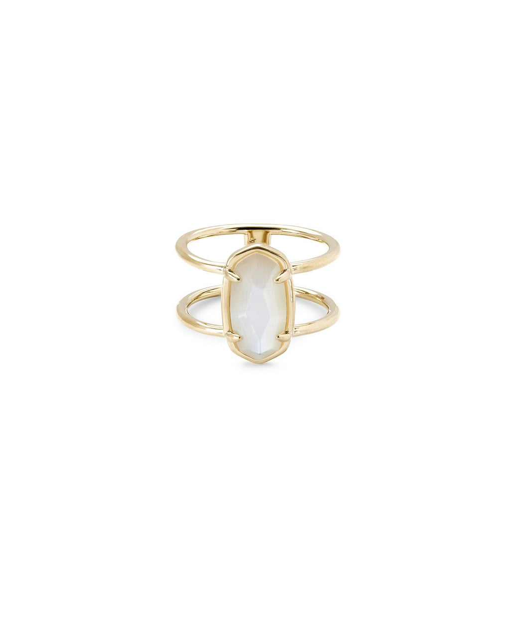 Elyse Double Band Ring 18K Gold Vermeil Ivory Mother Of Pearl