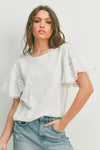 White Eyelet Trim Top