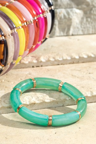 Turquoise & Gold Stretch Bracelet